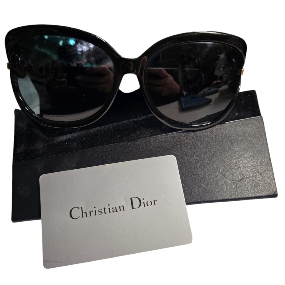 Dior Black Oversized Sunglasses with Cat-Eye Design